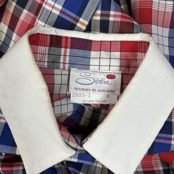 Vintage Americana Plaid Shirt Dress Set Serbin Marianne Women’s 8 Prep Academia - Picture 15 of 16